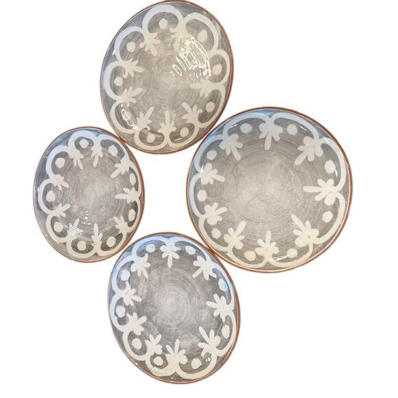 Crate & Barrel NICO  11.5” Terracotta Geometric Pattern Clay Glazed Dinner Plate - Picture 4 of 7